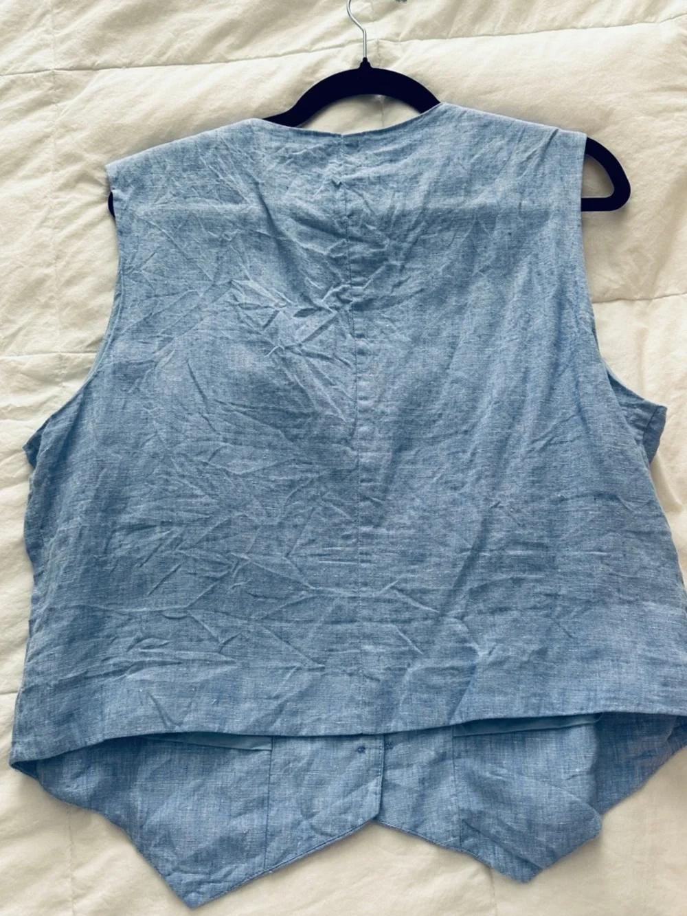 QUINCE 100% EUROPEAN LINEN VEST IN FRENCH BLUE SIZE LARGE - Picture 7 of 7